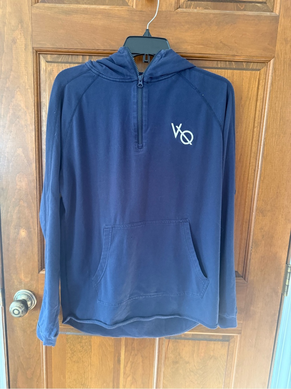 Men’s Vanquish Cotton Blend Quarter Zip Hoodie Navy L